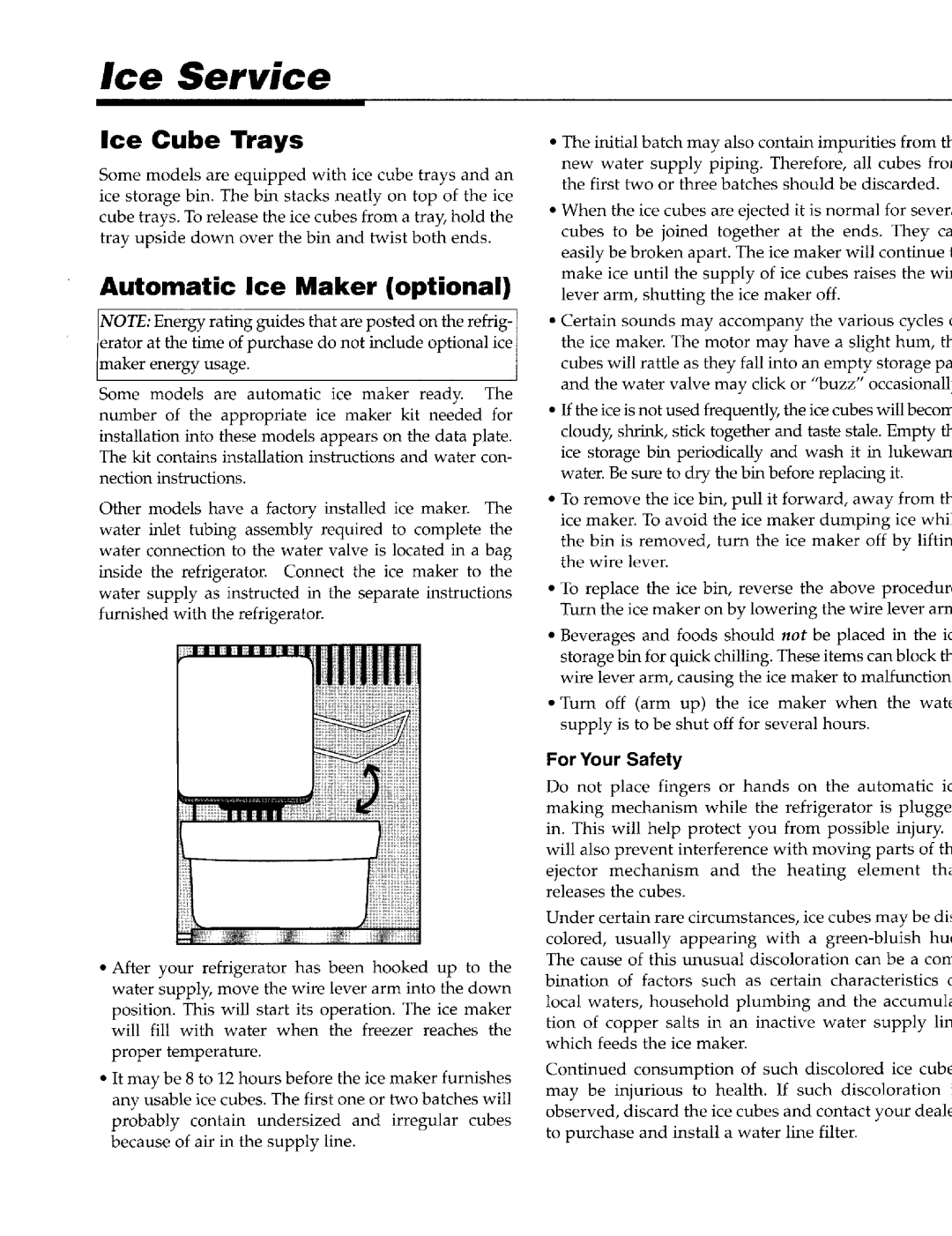 Maytag 111208-1, 61005031 warranty Automatic Ice Maker optional, For Your Safety 