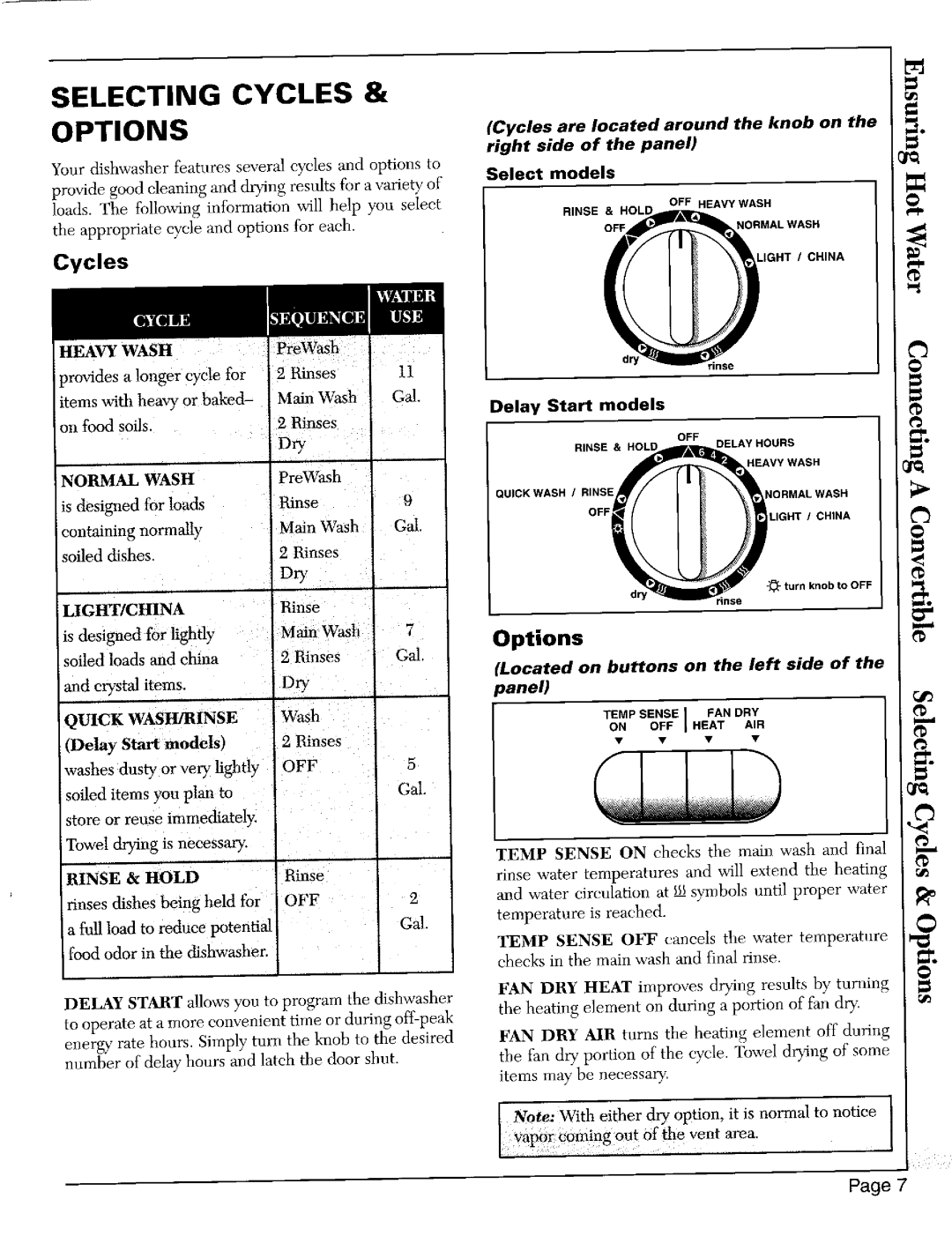 Maytag 6602, 7602, 7502, 6402, 6202, 7402, 6502, 4912 warranty Selecting Cycles, Options, Select models 