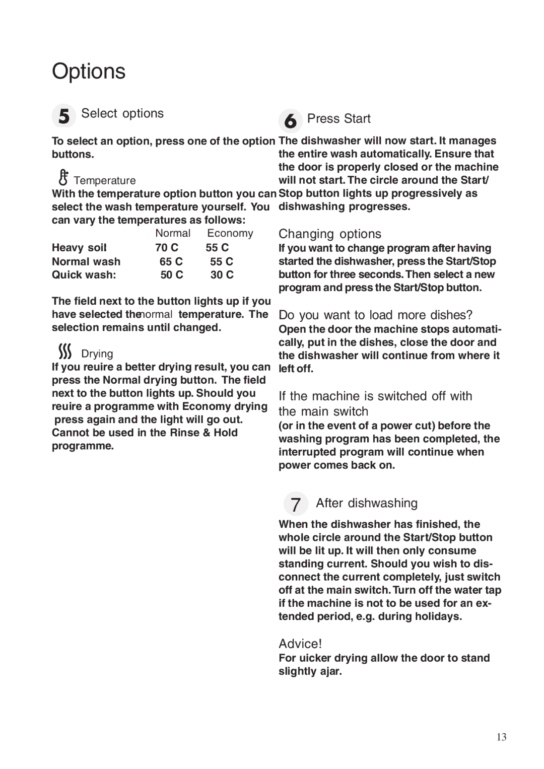 Maytag 661S/W manual Options 