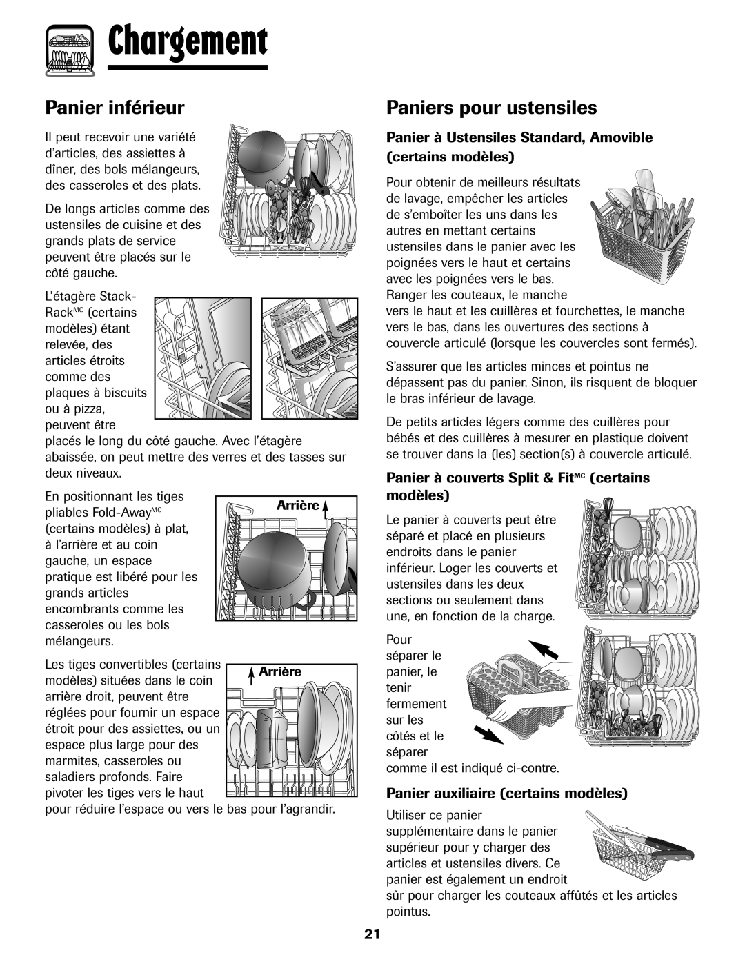 Maytag 6919559A warranty Panier inférieur, Paniers pour ustensiles, Panier à Ustensiles Standard, Amovible certains modèles 