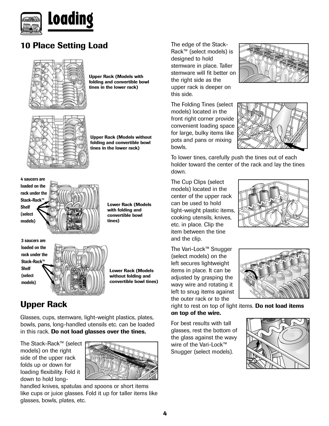 Maytag 6919559A warranty Place Setting Load, Upper Rack 