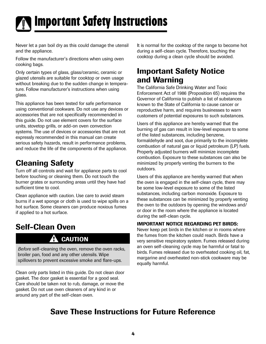 Maytag 700 manual Cleaning Safety, Self-Clean Oven, Important Safety Notice and Warning, Important Safety Instructions 