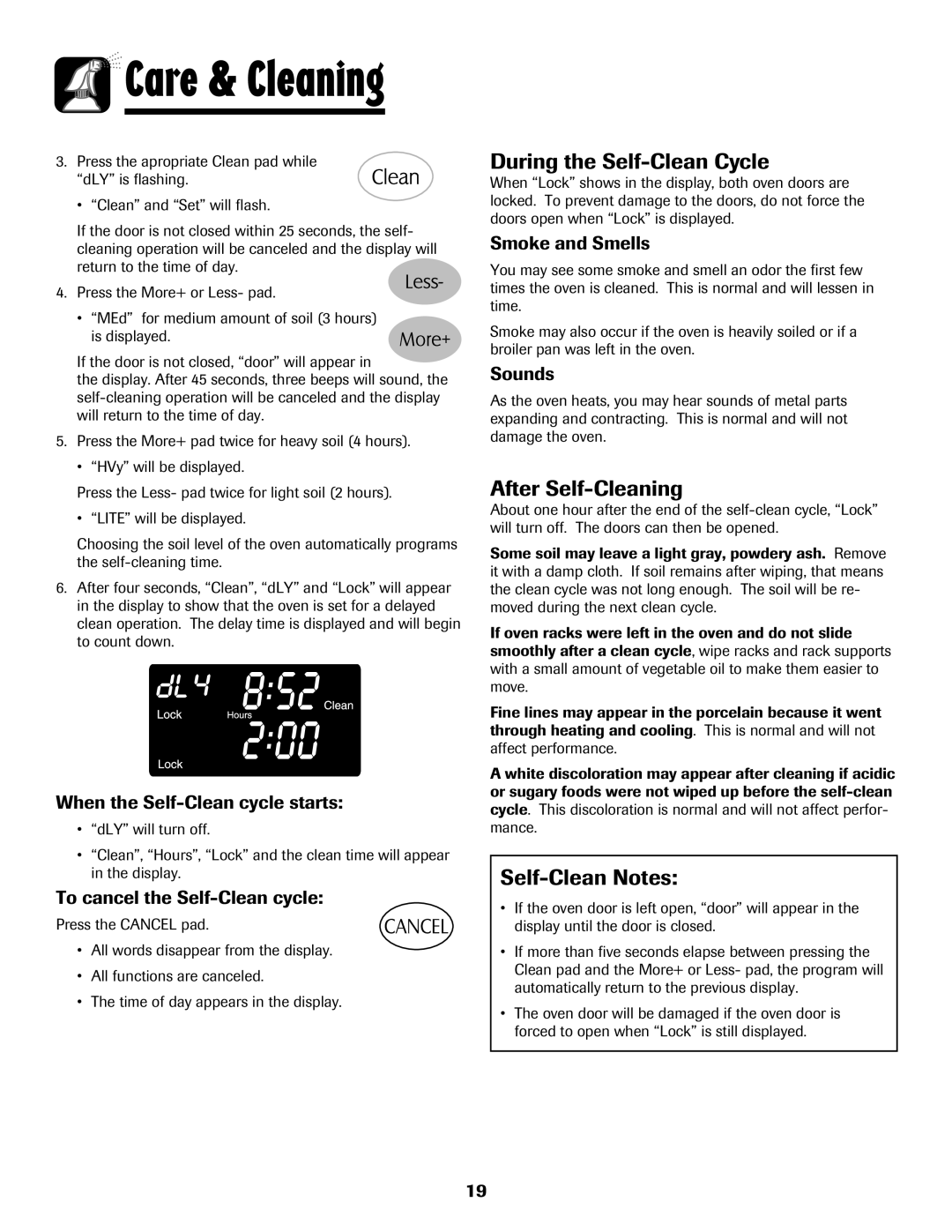 Maytag 750 warranty During the Self-Clean Cycle, After Self-Cleaning, Self-Clean Notes 