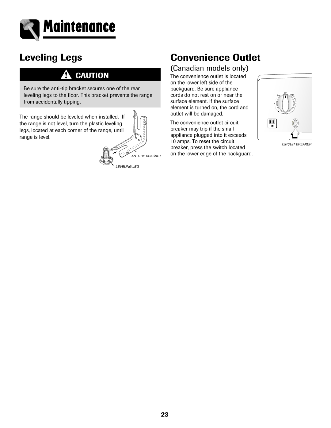 Maytag 750 warranty Leveling Legs, Convenience Outlet, Canadian models only 