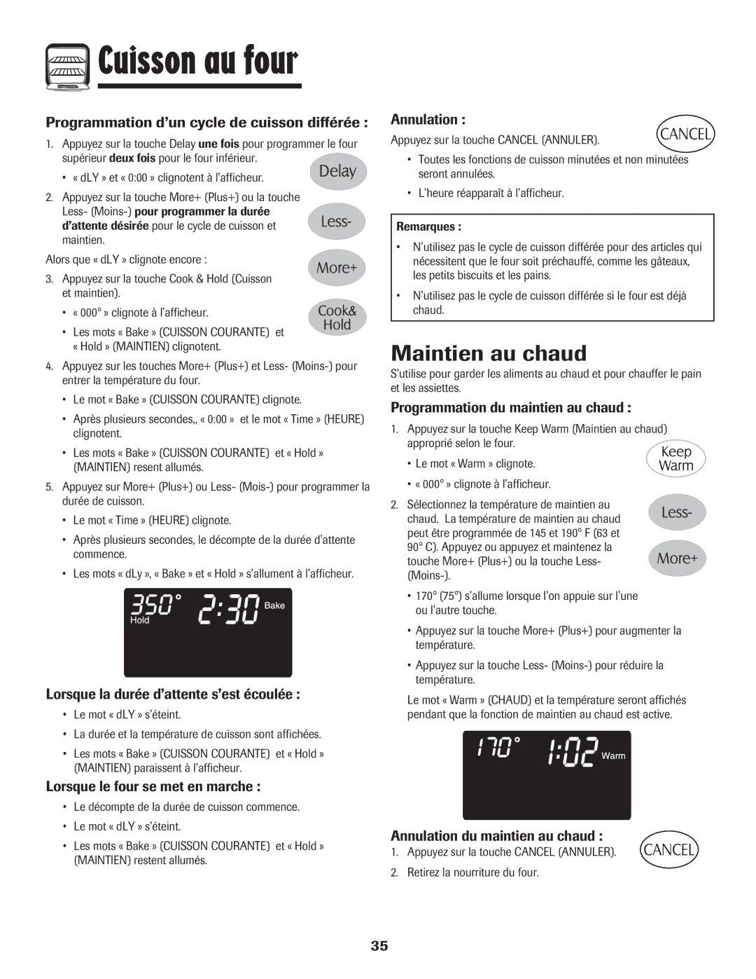 Maytag 750 warranty Maintien au chaud 