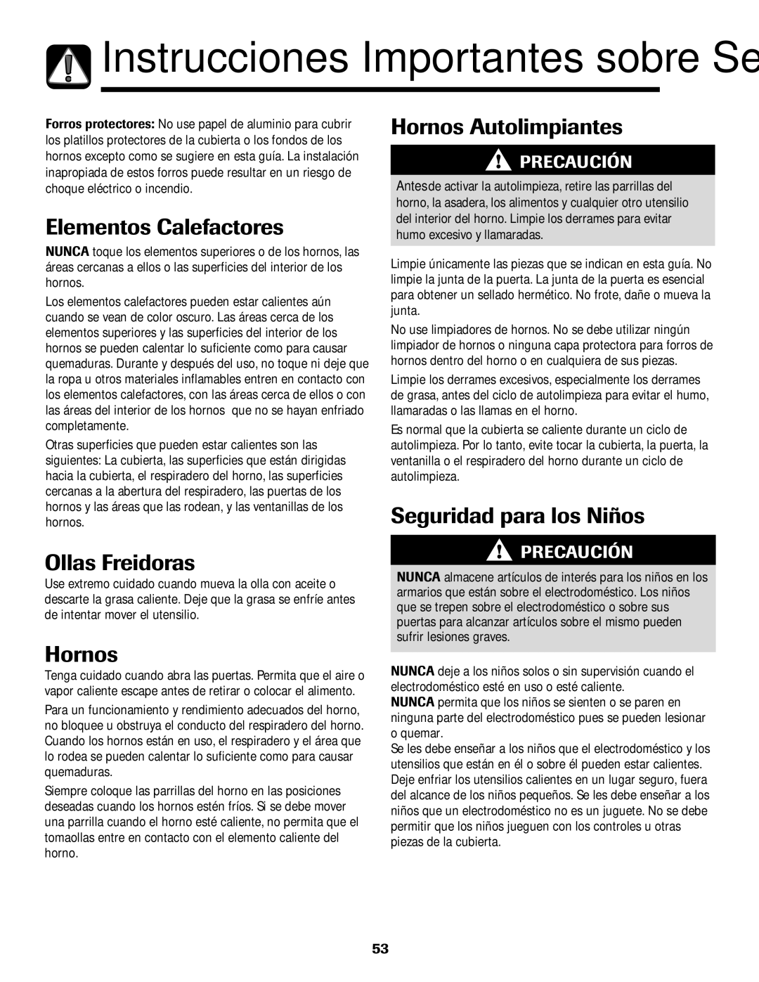 Maytag 750 warranty Elementos Calefactores, Ollas Freidoras, Hornos Autolimpiantes, Seguridad para los Niños 