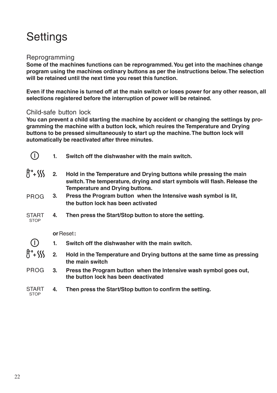 Maytag 760S manual Settings, Reprogramming, Or Reset 