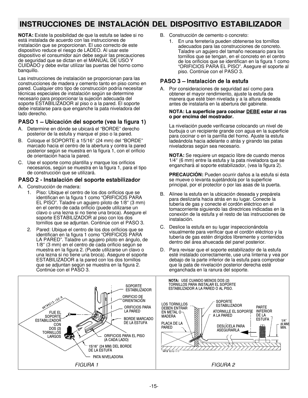 Maytag 8101P407-60 installation manual Instrucciones DE Instalación DEL Dispositivo Estabilizador 