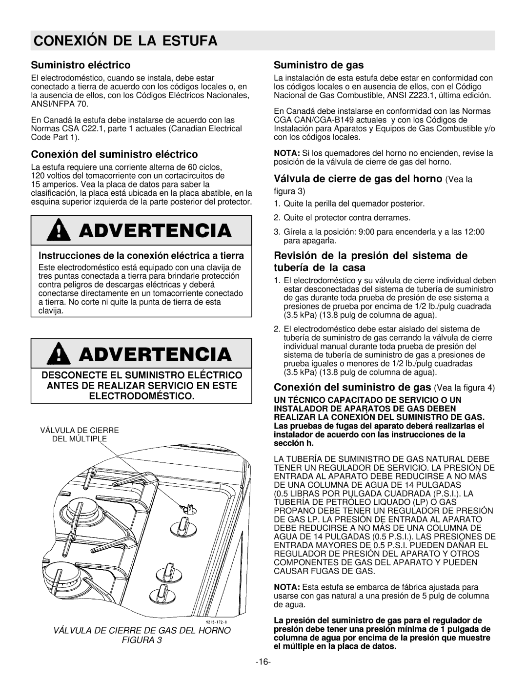 Maytag 8101P407-60 installation manual Conexión DE LA Estufa 