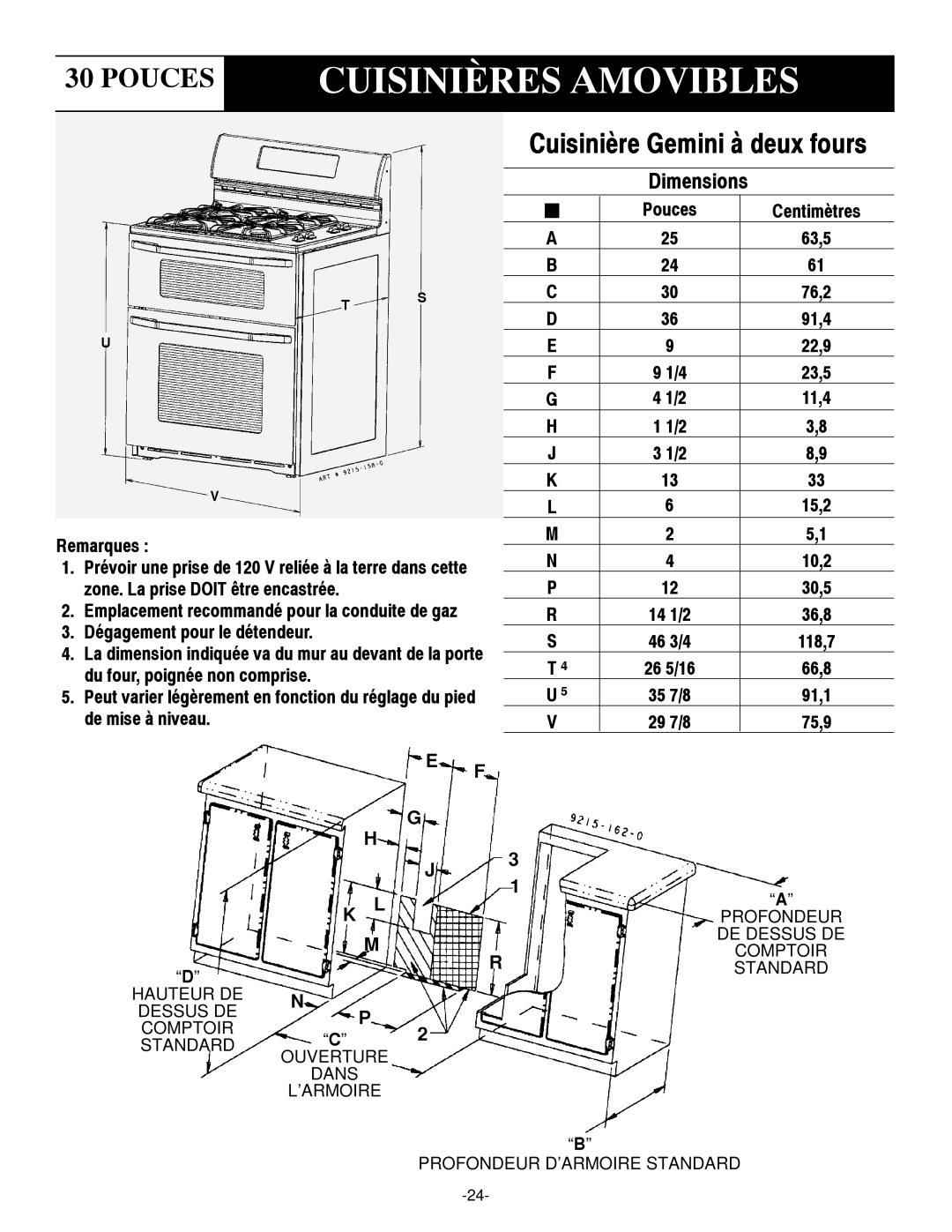 Maytag 8101P407-60 installation manual Cuisinières Amovibles 