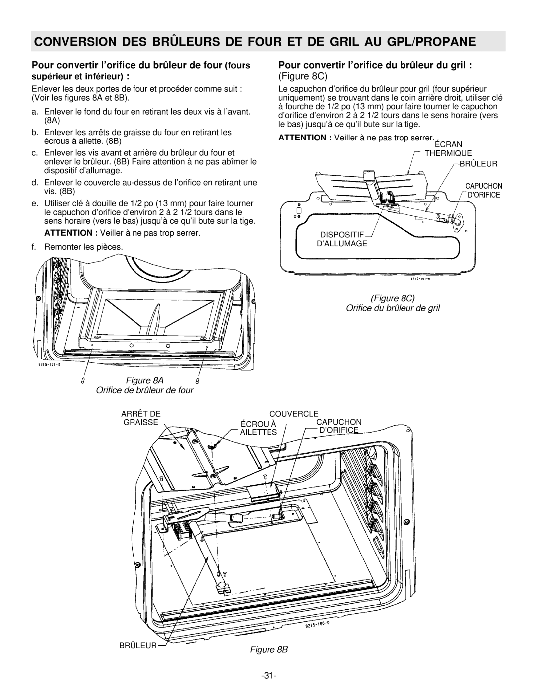 Maytag 8101P407-60 installation manual Conversion DES Brûleurs DE Four ET DE Gril AU GPL/PROPANE 