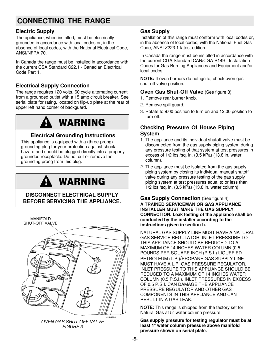 Maytag 8101P407-60 installation manual Connecting the Range 