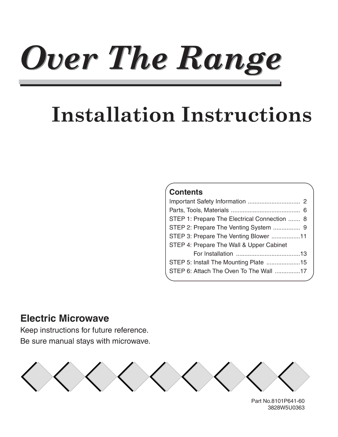 Maytag 8101P641-60 installation instructions Electric Microwave, Contents 