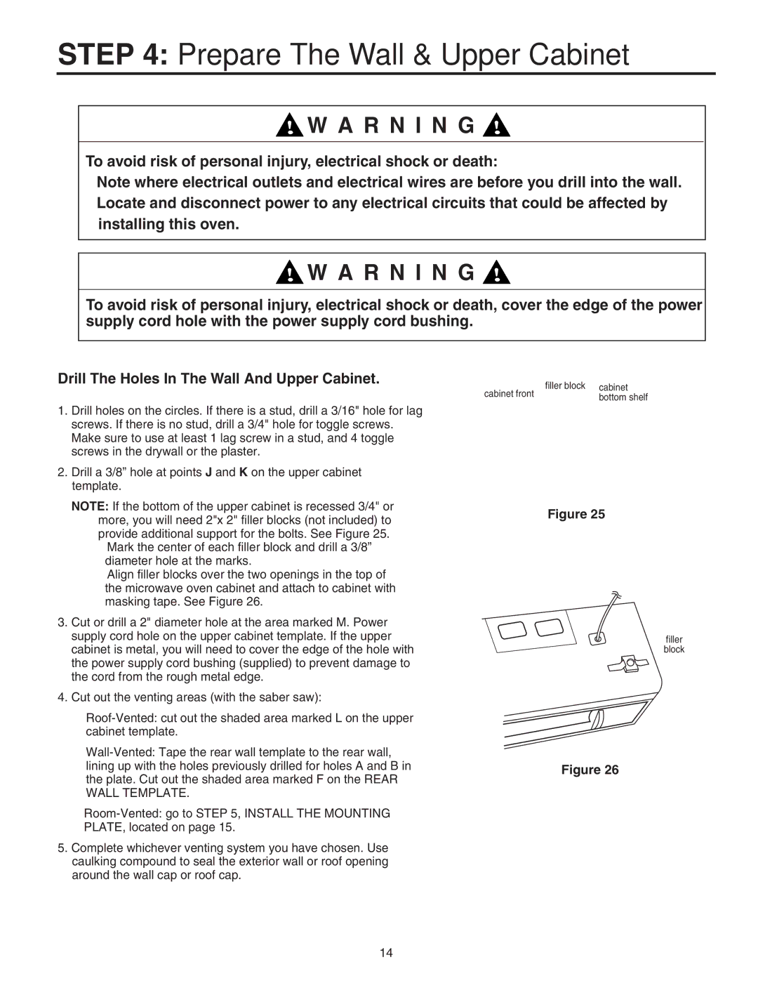 Maytag 8101P641-60 installation instructions Drill The Holes In The Wall And Upper Cabinet 