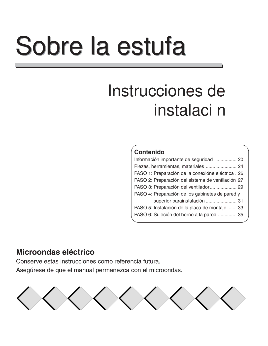 Maytag 8101P641-60 installation instructions Microondas eléctrico, Contenido 