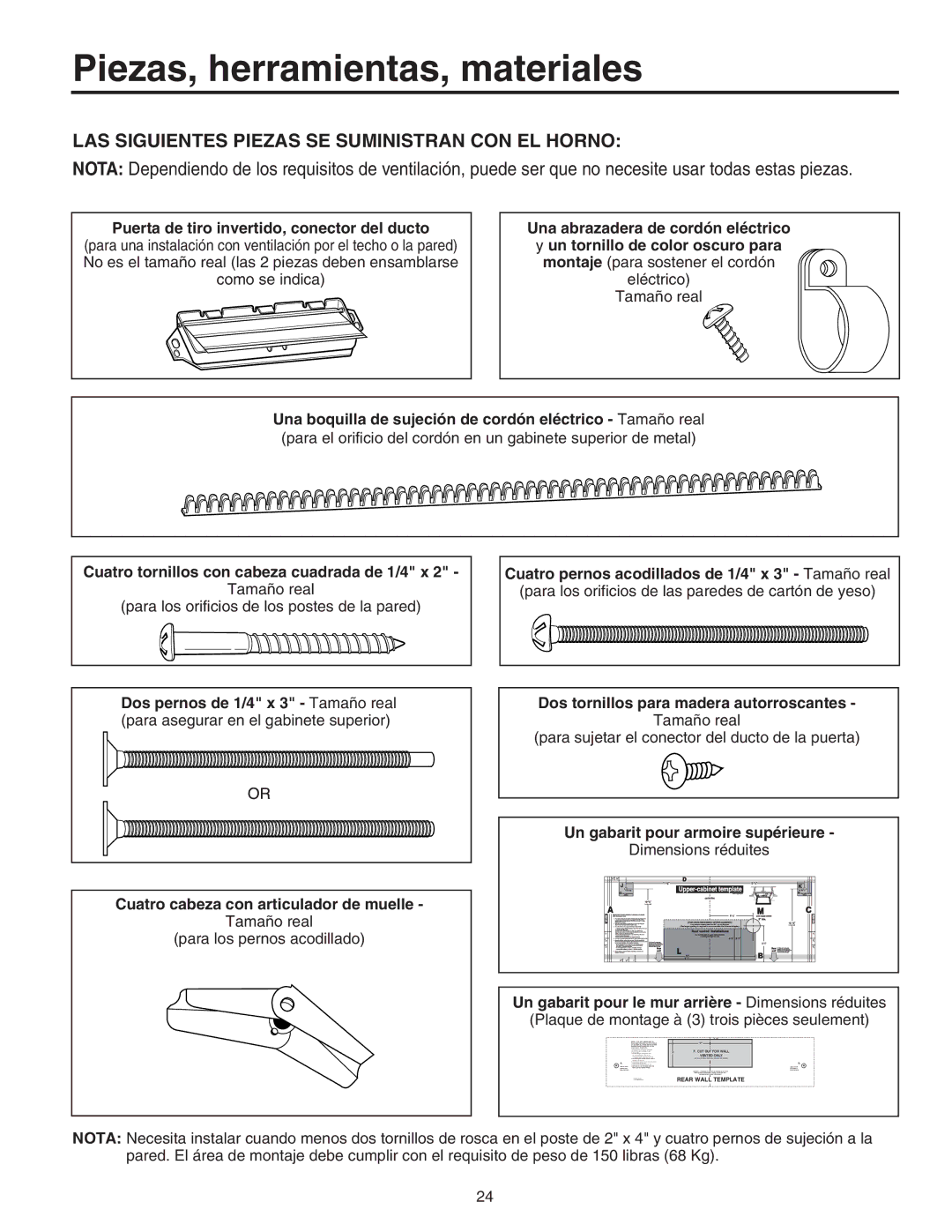 Maytag 8101P641-60 Puerta de tiro invertido, conector del ducto, Cuatro pernos acodillados de 1/4 x 3 Tamaño real 