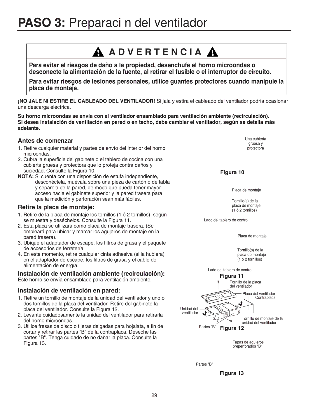 Maytag 8101P641-60 Paso 3 Preparación del ventilador, Antes de comenzar, Retire la placa de montaje 