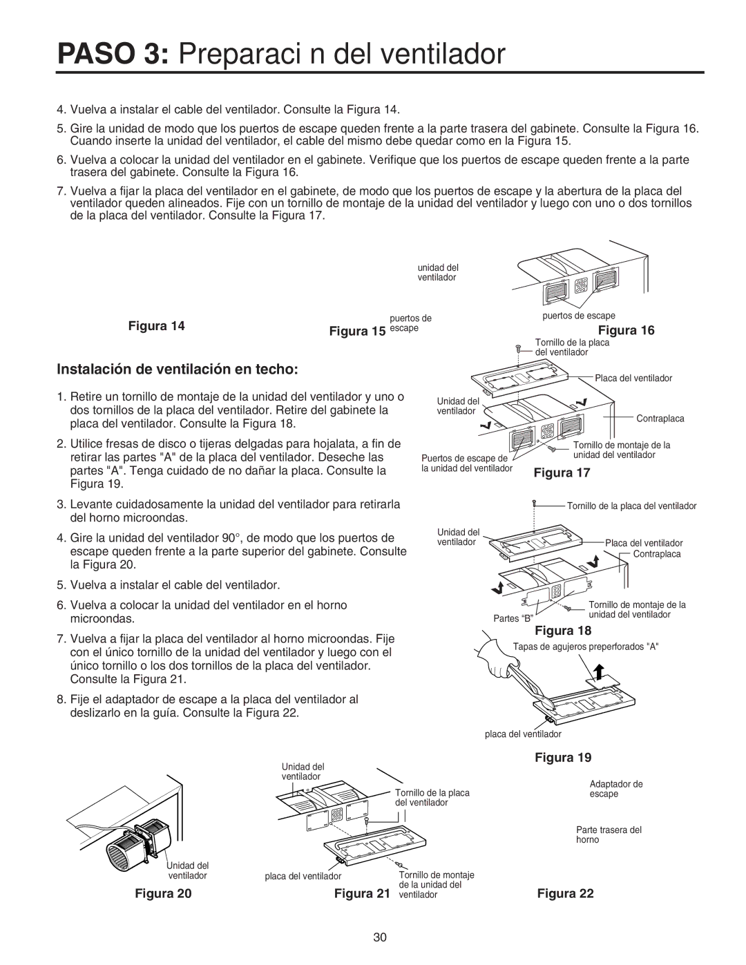 Maytag 8101P641-60 installation instructions Instalación de ventilación en techo, Figura 15 escape 