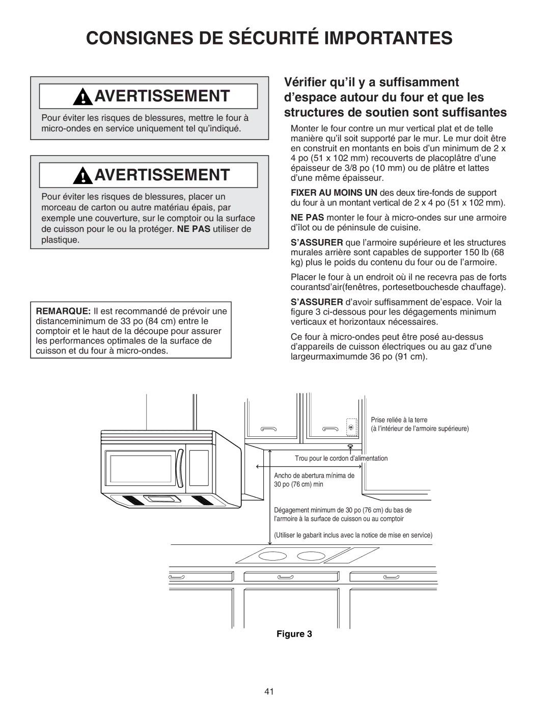 Maytag 8101P641-60 installation instructions Utiliser le gabarit inclus avec la notice de mise en service 