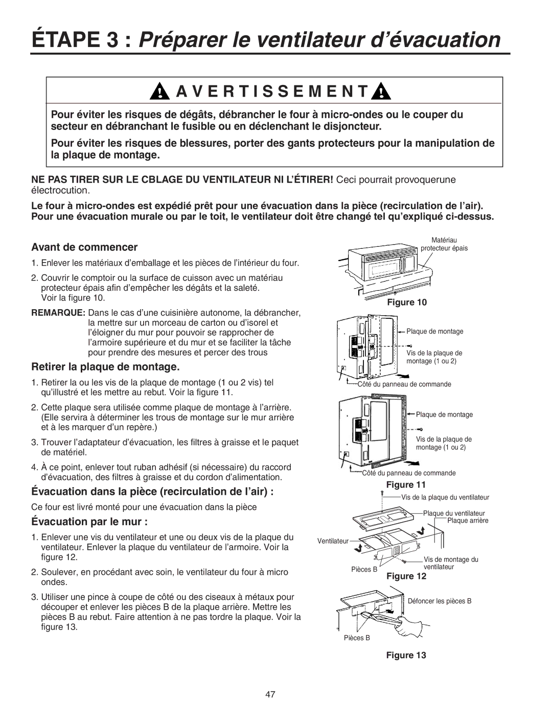 Maytag 8101P641-60 Étape 3 Préparer le ventilateur d’évacuation, Avant de commencer, Retirer la plaque de montage 