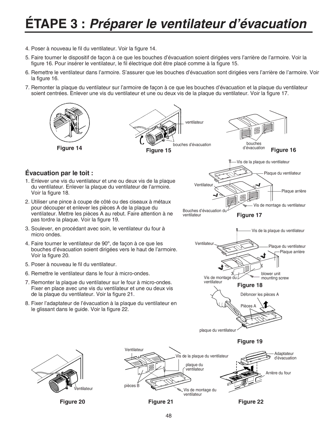 Maytag 8101P641-60 installation instructions Évacuation par le toit 