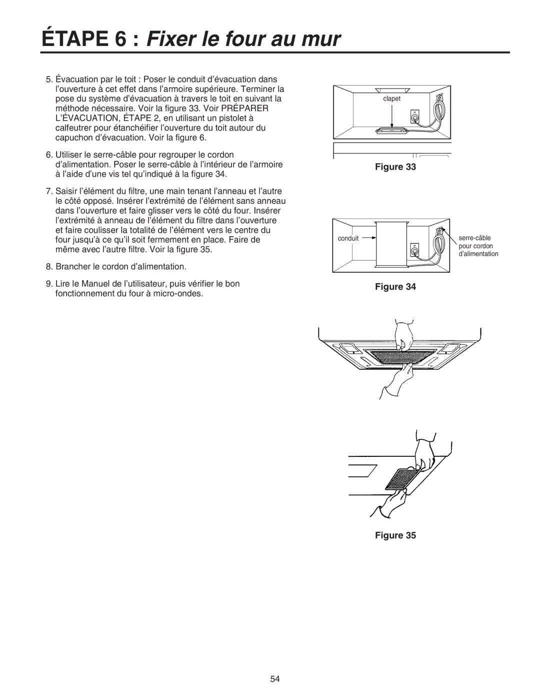 Maytag 8101P641-60 installation instructions Évacuation par le toit Poser le conduit d’évacuation dans 