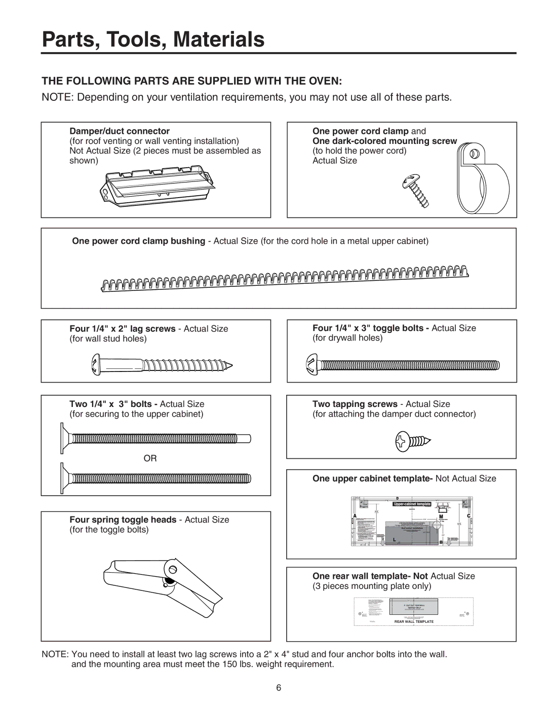 Maytag 8101P641-60 installation instructions Parts, Tools, Materials, Damper/duct connector 