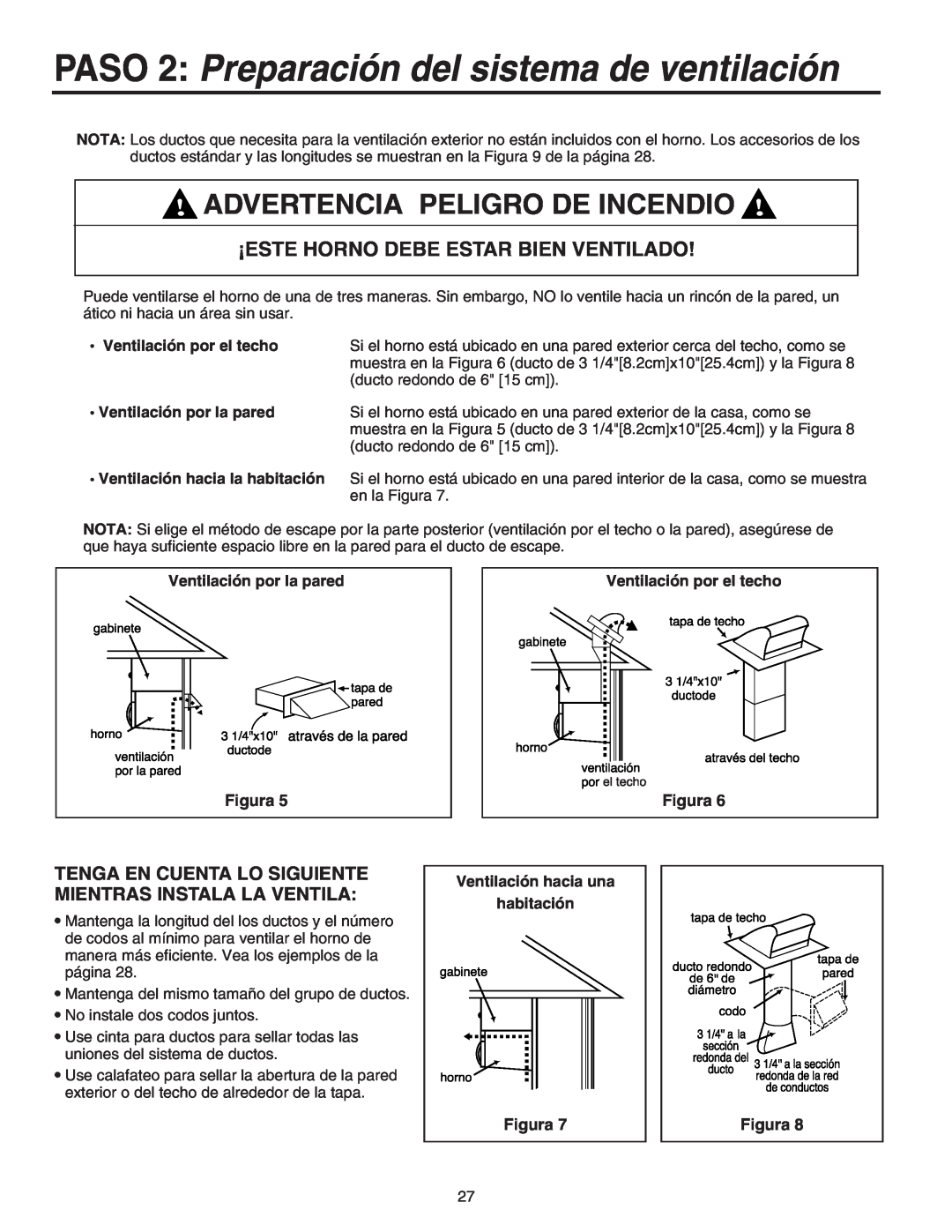 Maytag 8101P641-60 PASO 2 Preparación del sistema de ventilación, Advertencia Peligro De Incendio, Figura 