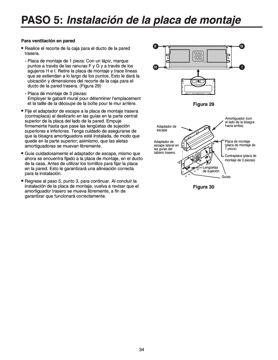 Maytag 8101P641-60 installation instructions PASO 5 Instalación de la placa de montaje, Figura, Para ventilación en pared 