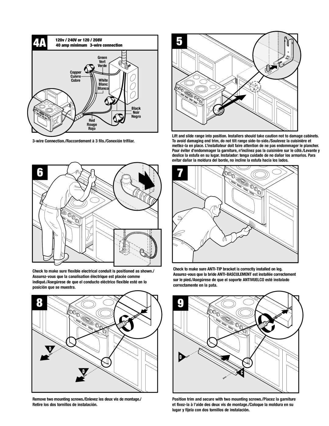 Maytag 8101P668-60 installation instructions Wire Connection./Raccordement à 3 fils./Conexión trifilar 