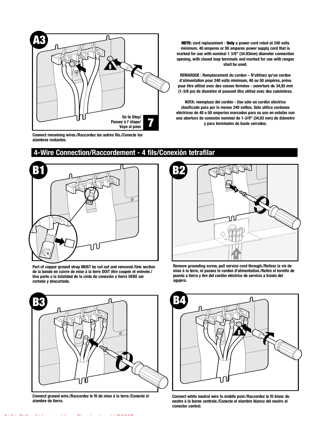 Maytag 8101P716-60 manual Wire Connection/Raccordement 4 fils/Conexión tetrafilar 