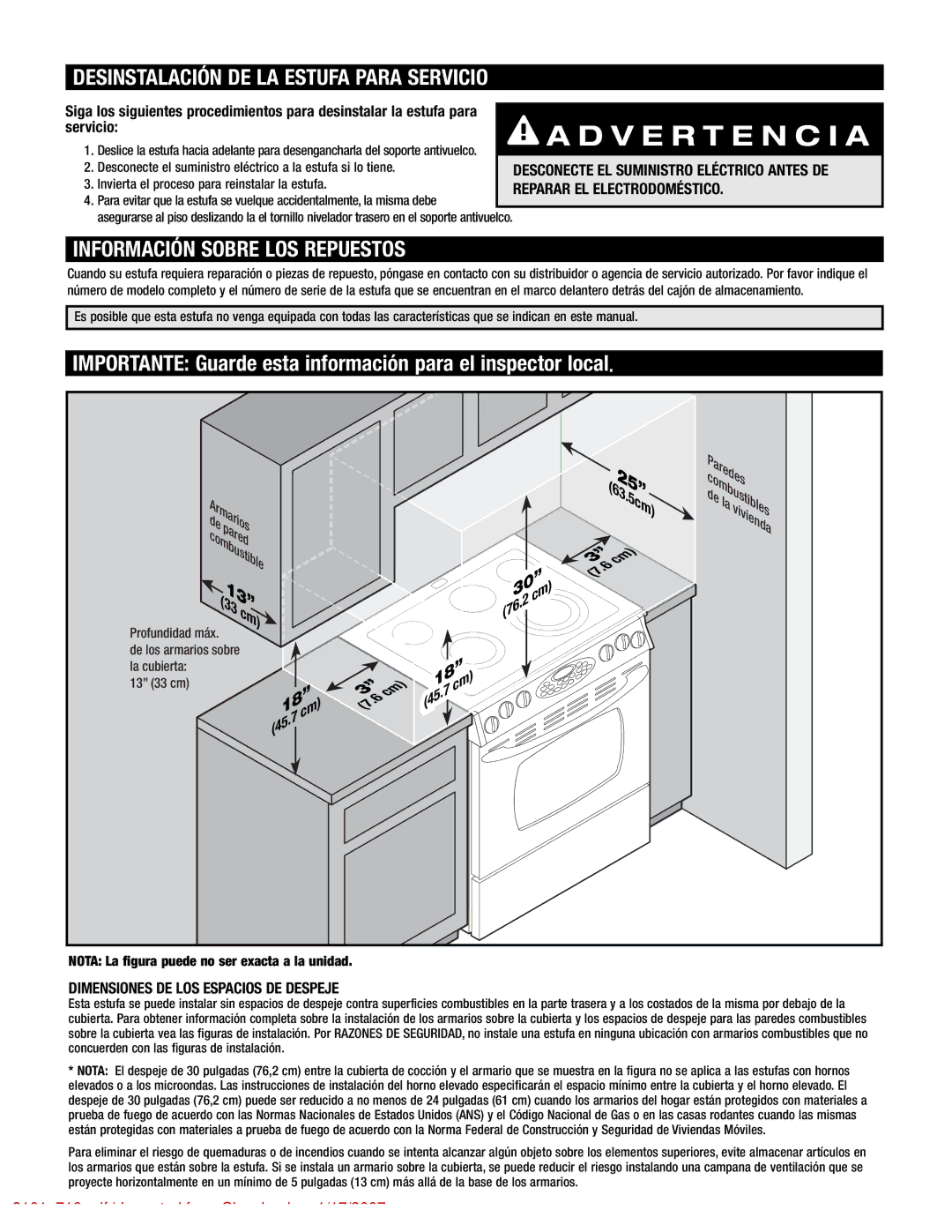 Maytag 8101P716-60 Desinstalación DE LA Estufa Para Servicio, Información Sobre LOS Repuestos, Reparar EL Electrodoméstico 