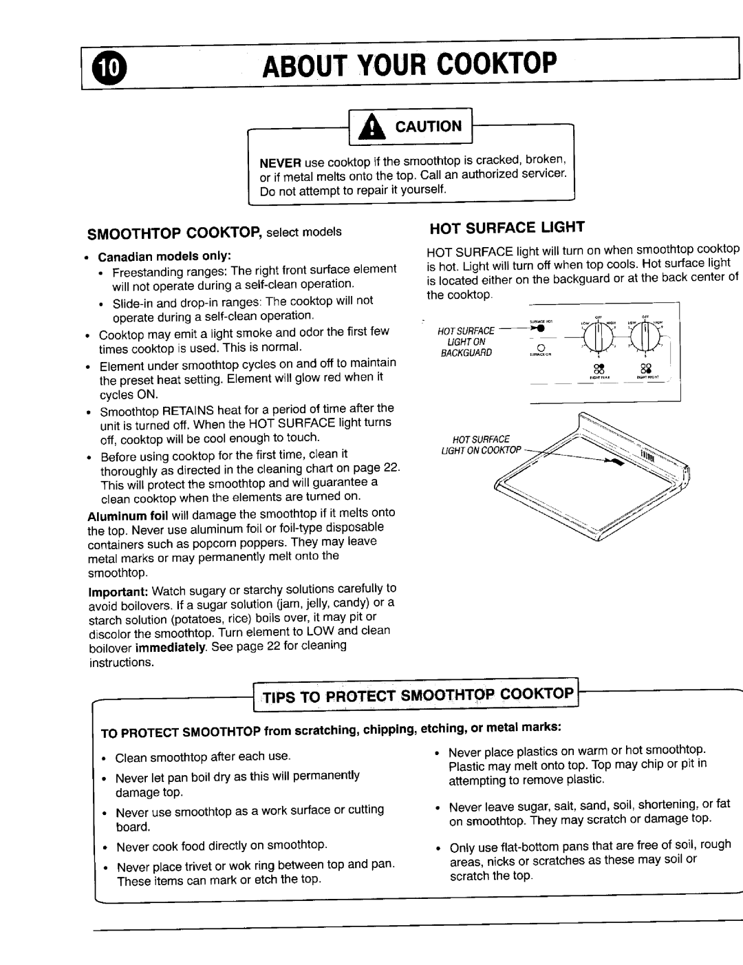 Maytag 8111P375-60 important safety instructions Aboutyourcooktop, HOT Surface Light 