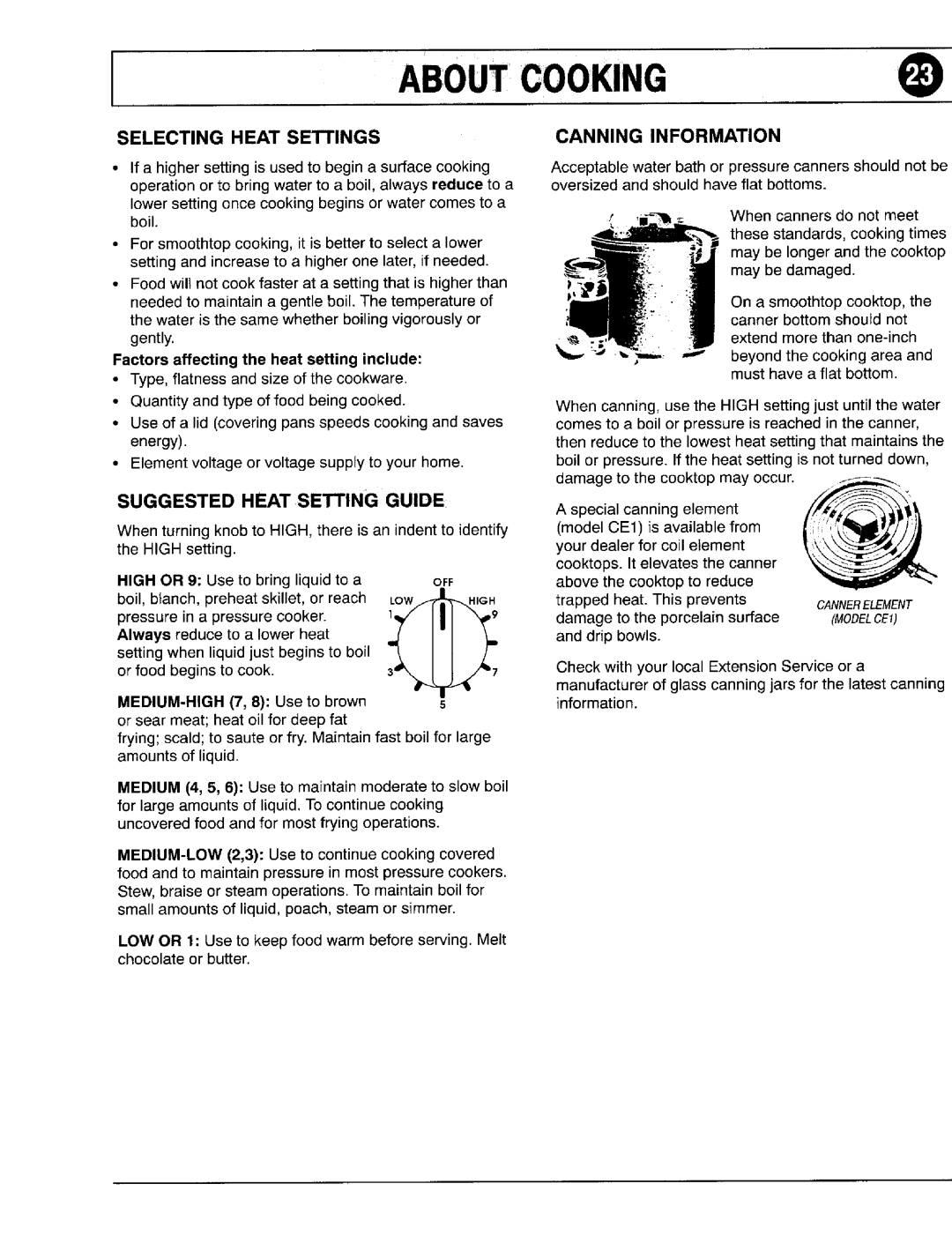 Maytag 8111P375-60 Iaboutcooking, Factorsaffectingthe heat setting include, Suggested Heat Setting Guide, OfF 