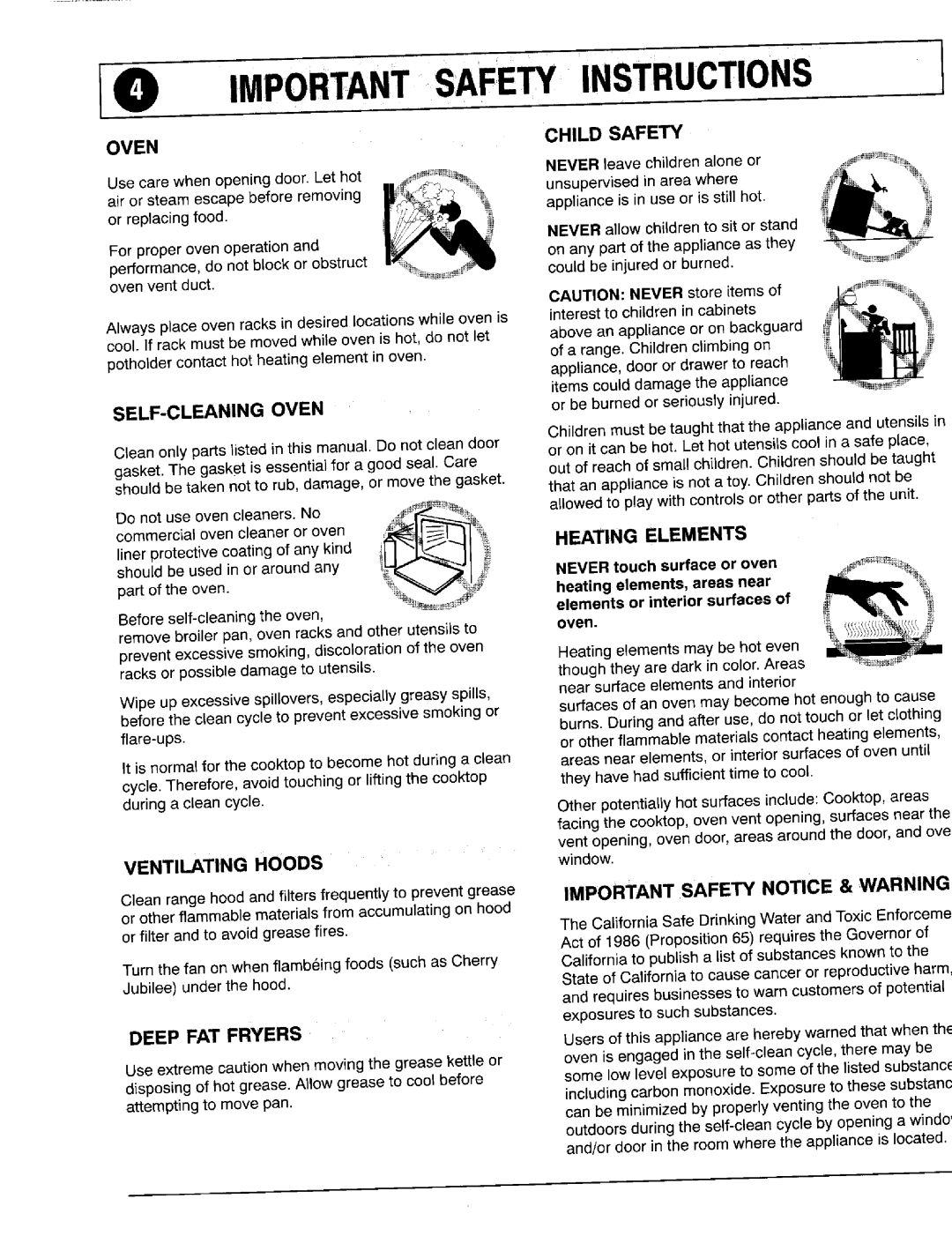 Maytag 8111P375-60 Importansafetyinstructions, Oven, Child Safety, Self-Cleaningoven, Heating Elements, Ventilating Hoods 