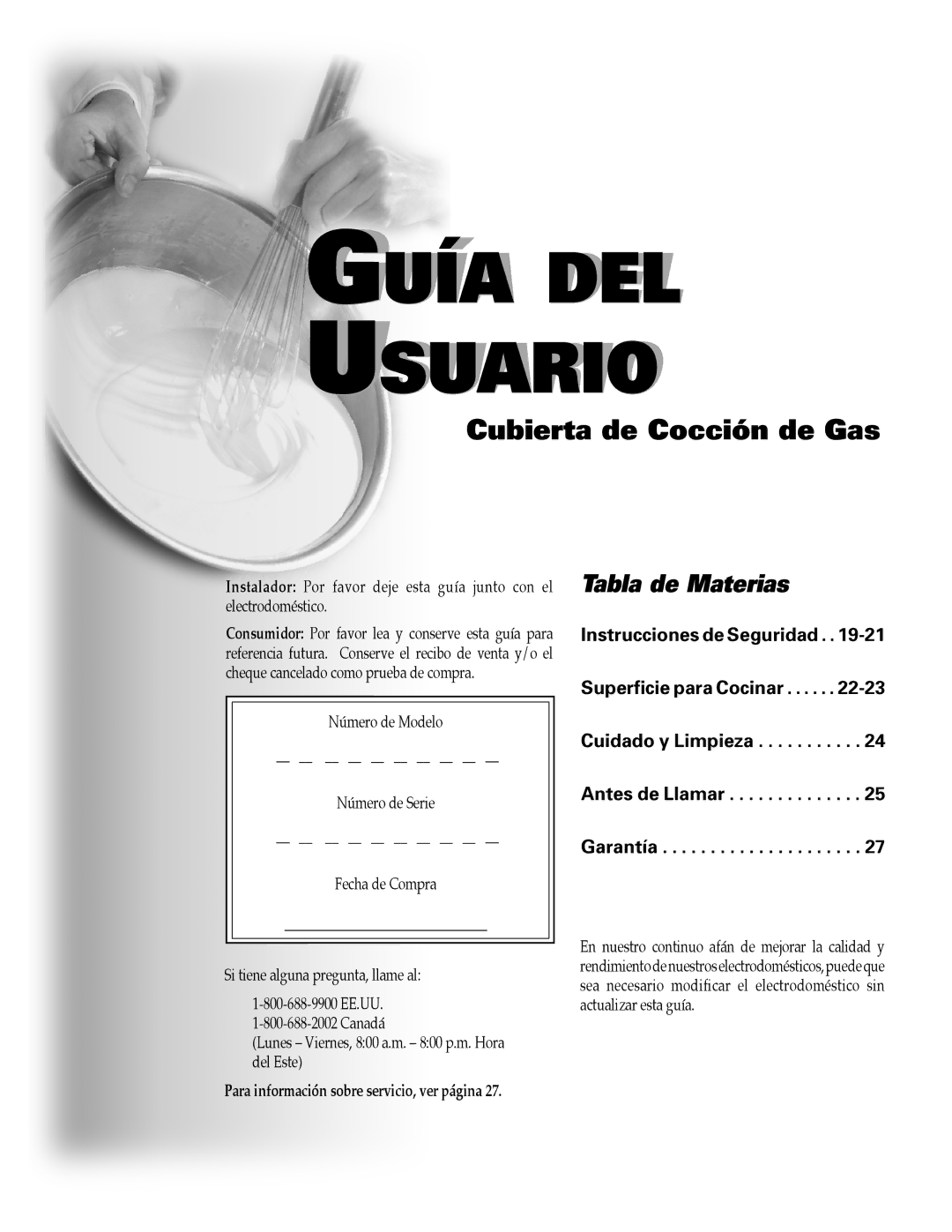 Maytag 8111P504-60 important safety instructions Guía DEL Usuario, Cubierta de Cocción de Gas 