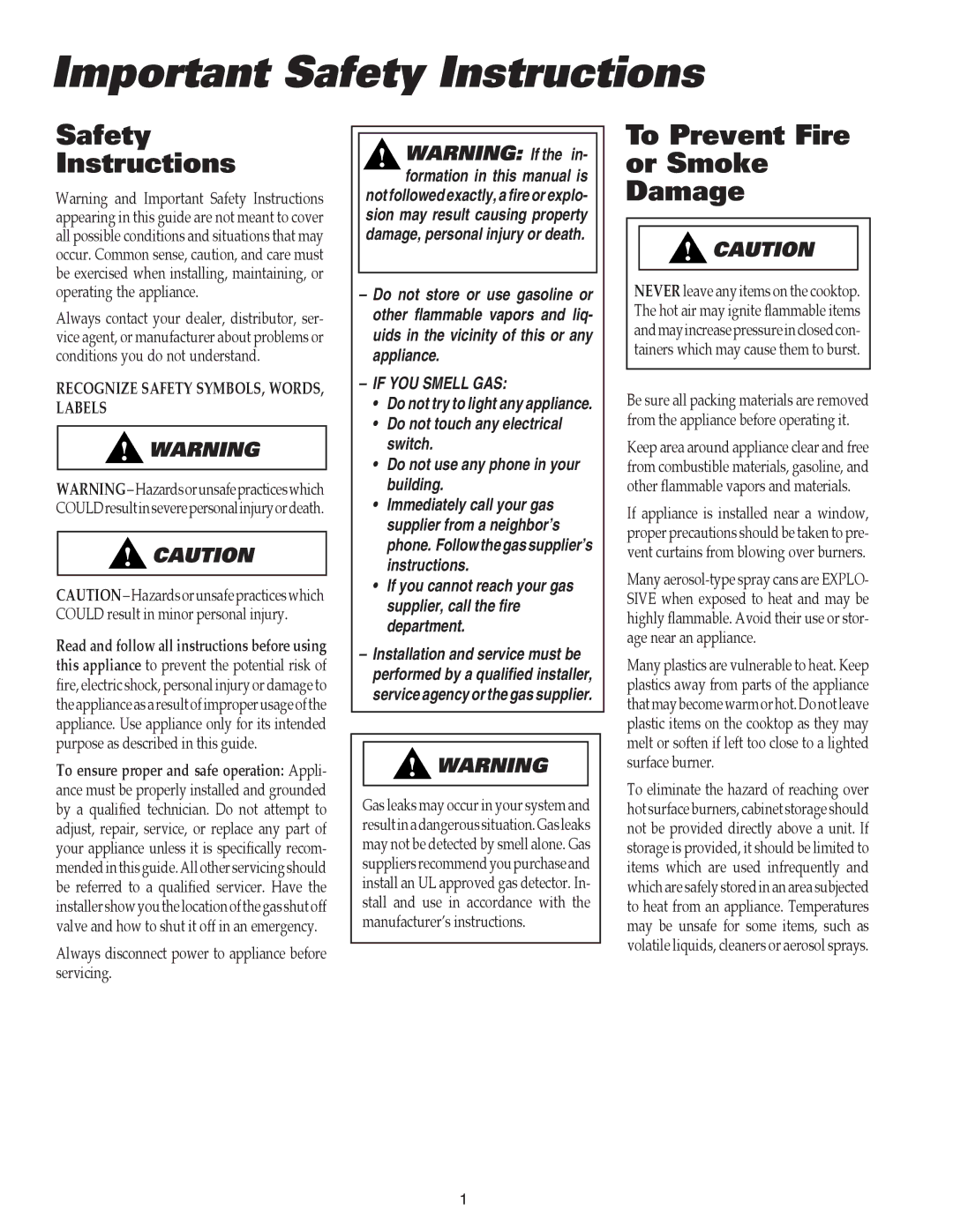 Maytag 8111P504-60 important safety instructions Important Safety Instructions, To Prevent Fire or Smoke Damage 