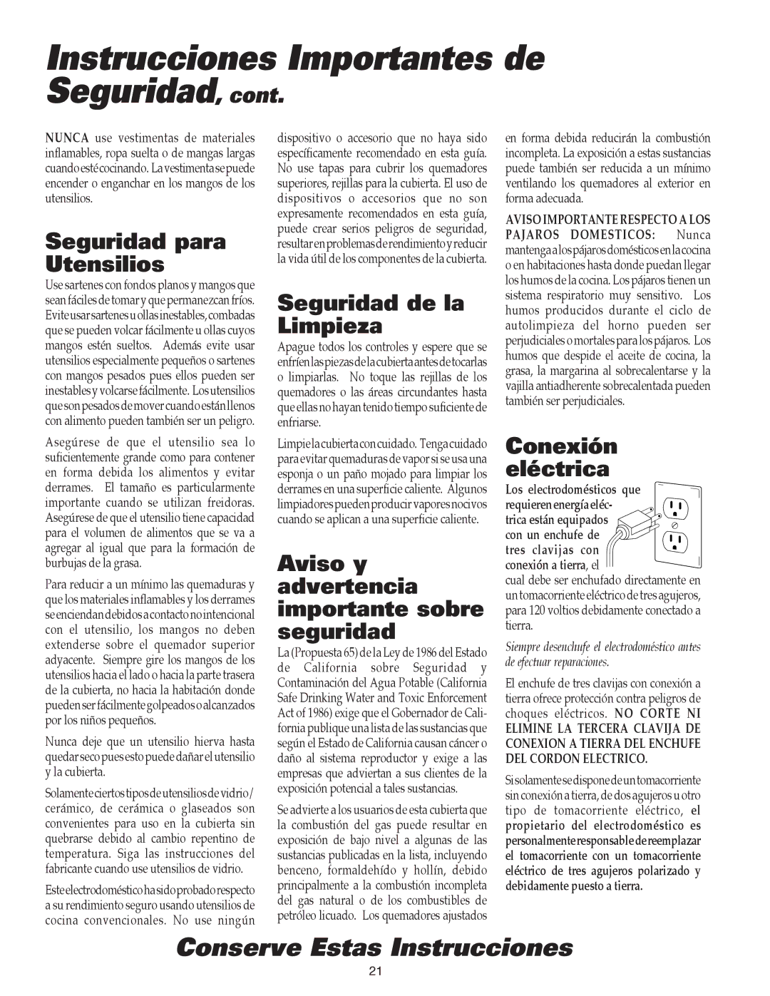 Maytag 8111P504-60 Instrucciones Importantes de Seguridad, Seguridad para Utensilios, Seguridad de la Limpieza 