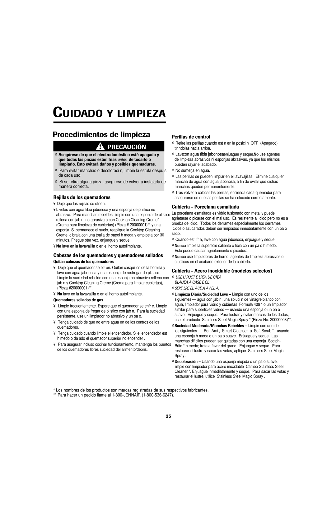 Maytag 8111P536-60 important safety instructions Cuidado Y Limpieza, Procedimientos de limpieza 