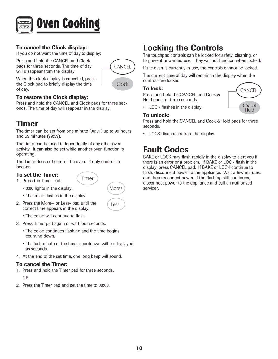 Maytag 8113P424-60 manual Timer, Locking the Controls, Fault Codes 