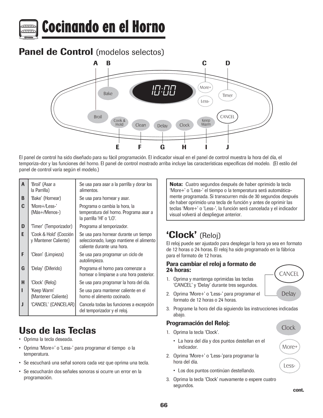 Maytag 8113P424-60 manual ‘Clock’ Reloj, Uso de las Teclas, Panel de Control modelos selectos, Programación del Reloj 