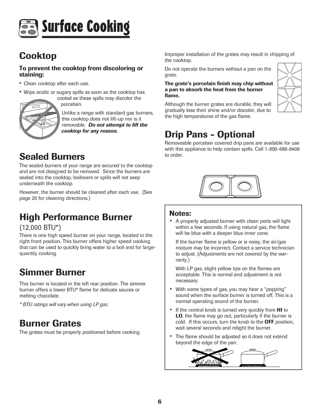 Maytag 8113P424-60 Cooktop, Sealed Burners, Drip Pans Optional, High Performance Burner, Simmer Burner, Burner Grates 