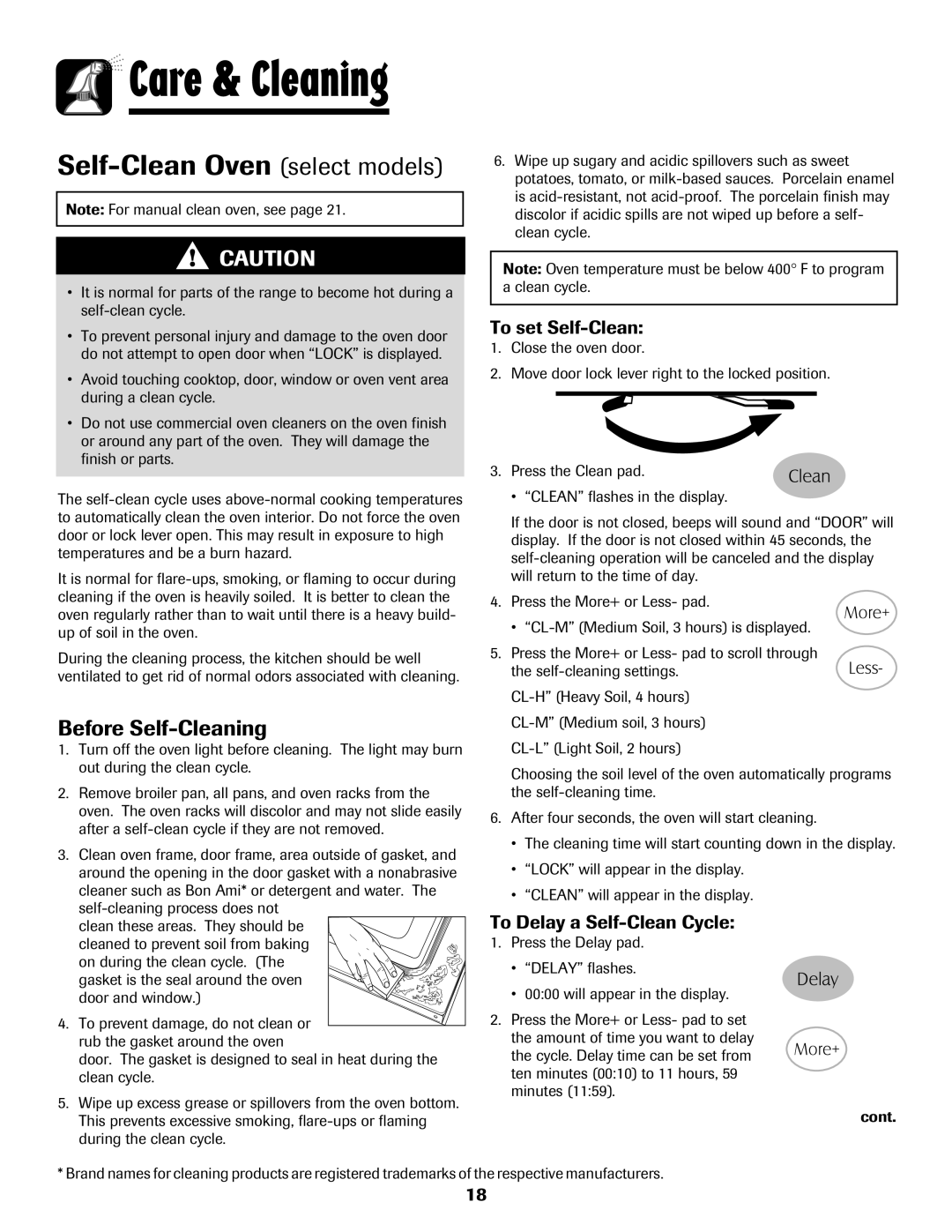 Maytag 8113P424-60 manual Care & Cleaning, Before Self-Cleaning, To set Self-Clean, To Delay a Self-Clean Cycle 