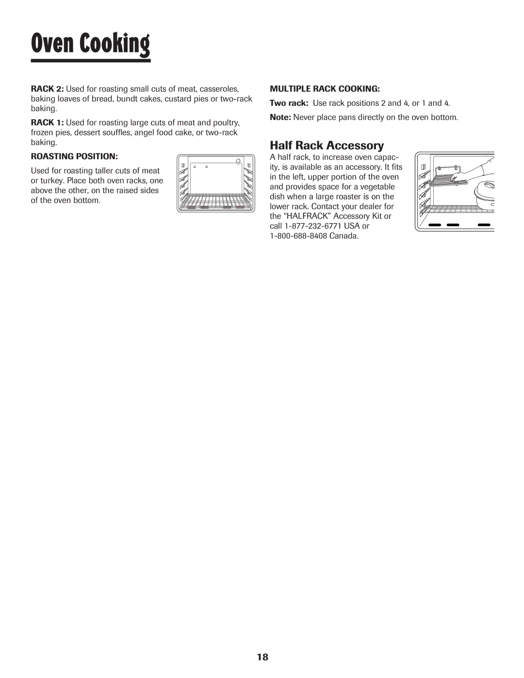 Maytag 8113P448-60 important safety instructions Half Rack Accessory, Two rack Use rack positions 2 and 4, or 1 