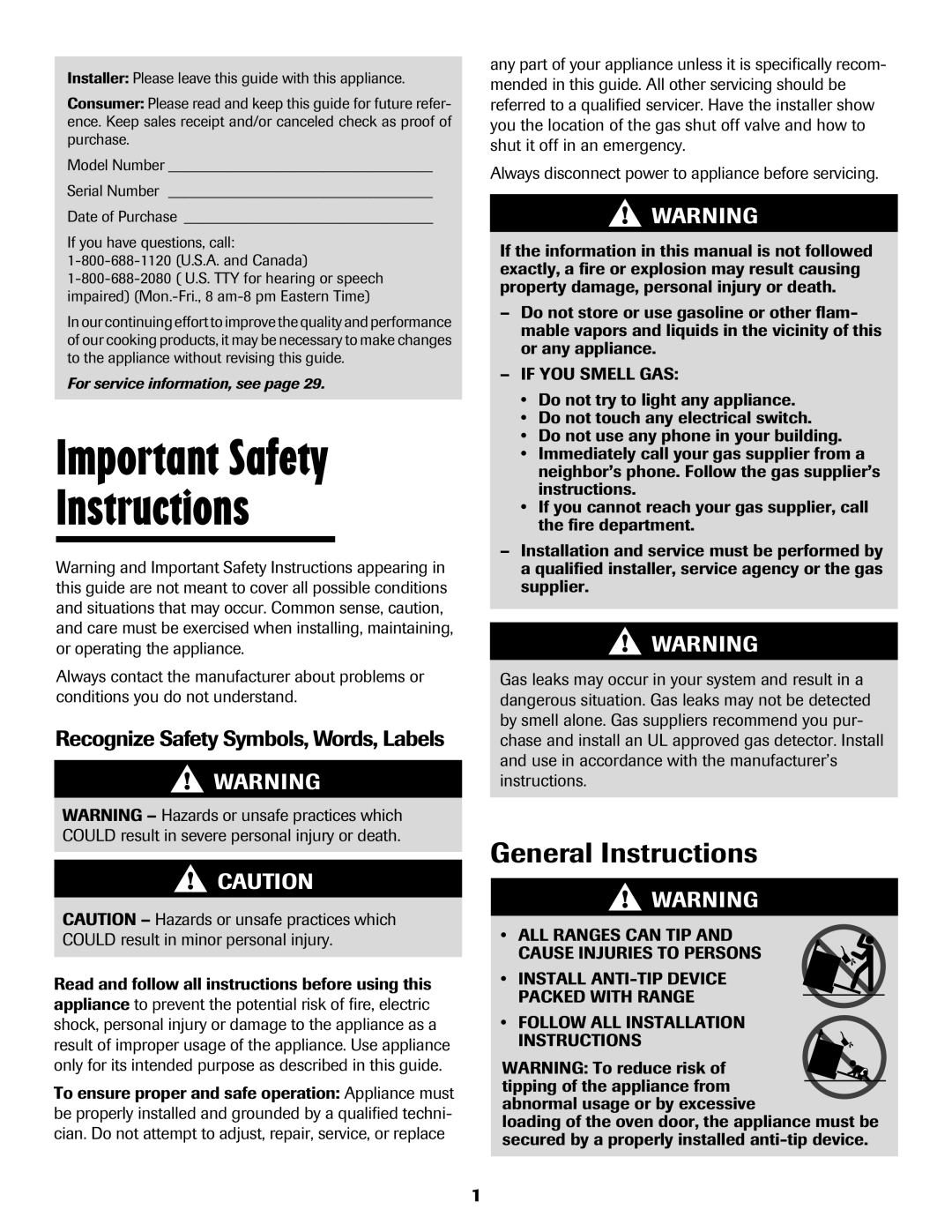 Maytag 8113P448-60 Important Safety Instructions, General Instructions, Recognize Safety Symbols, Words, Labels 