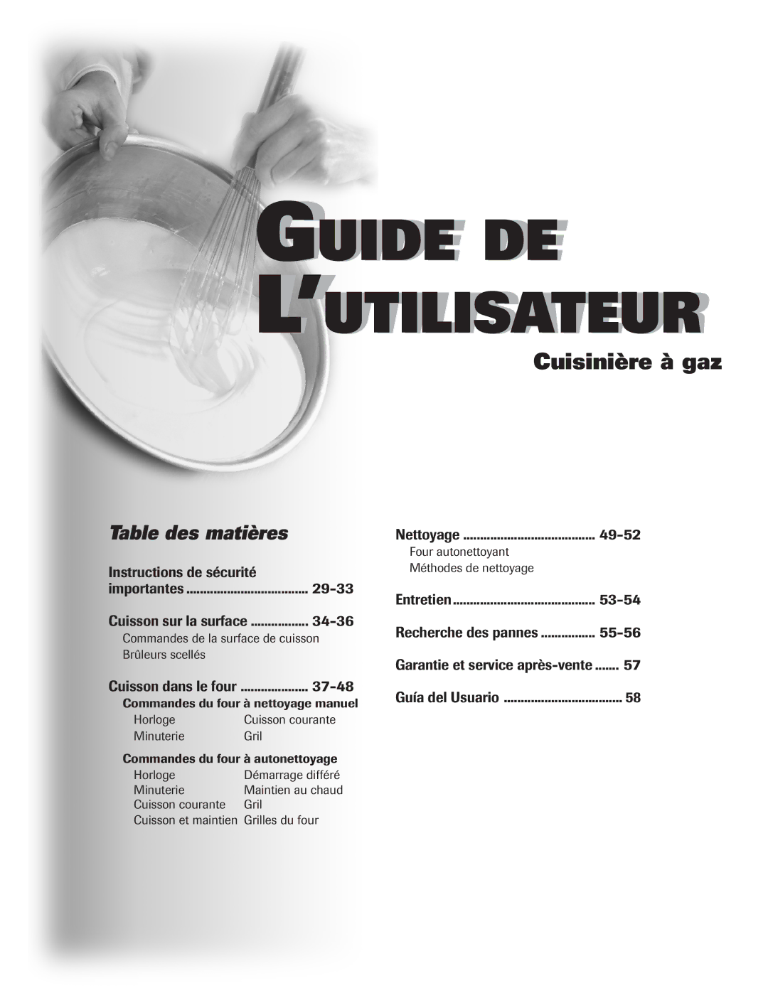 Maytag 8113P448-60 important safety instructions Instructions de sécurité, 29-33, 34-36, 37-48, 49-52, 53-54, 55-56 