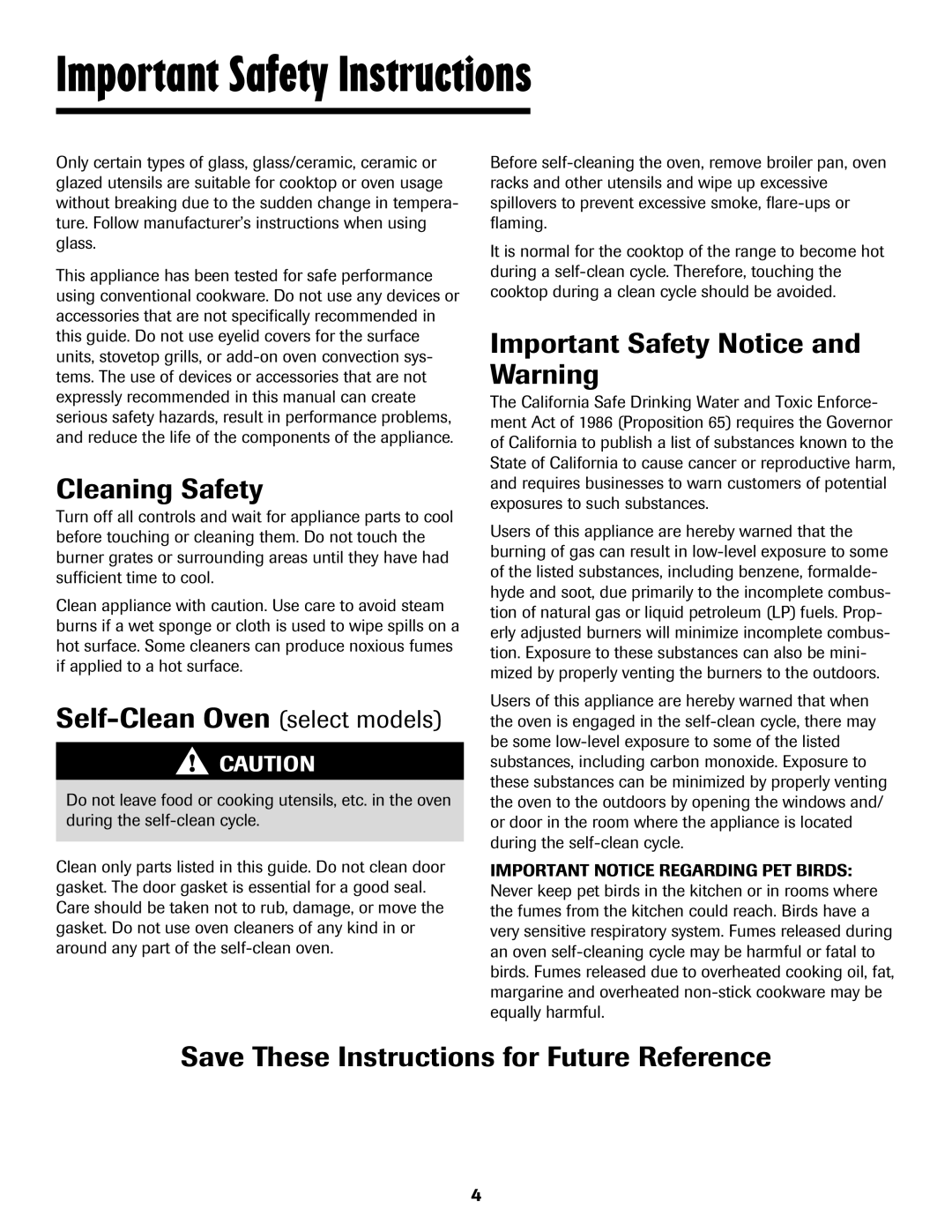 Maytag 8113P448-60 Cleaning Safety, Self-Clean Oven select models, Important Safety Notice and Warning 