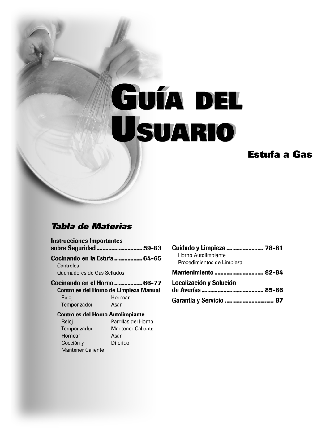 Maytag 8113P448-60 Instrucciones Importantes, 59-63, 64-65, 66-77, 78-81, 82-84, Localización y Solución, 85-86 