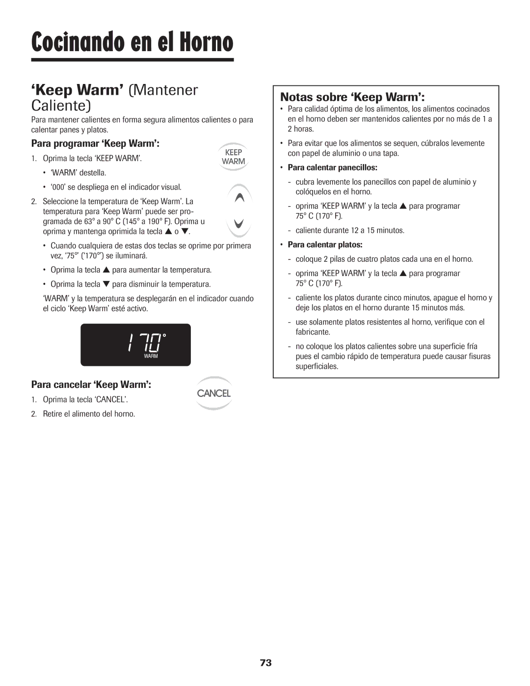 Maytag 8113P448-60 ‘Keep Warm’ Mantener Caliente, Notas sobre ‘Keep Warm’, Para programar ‘Keep Warm’ 