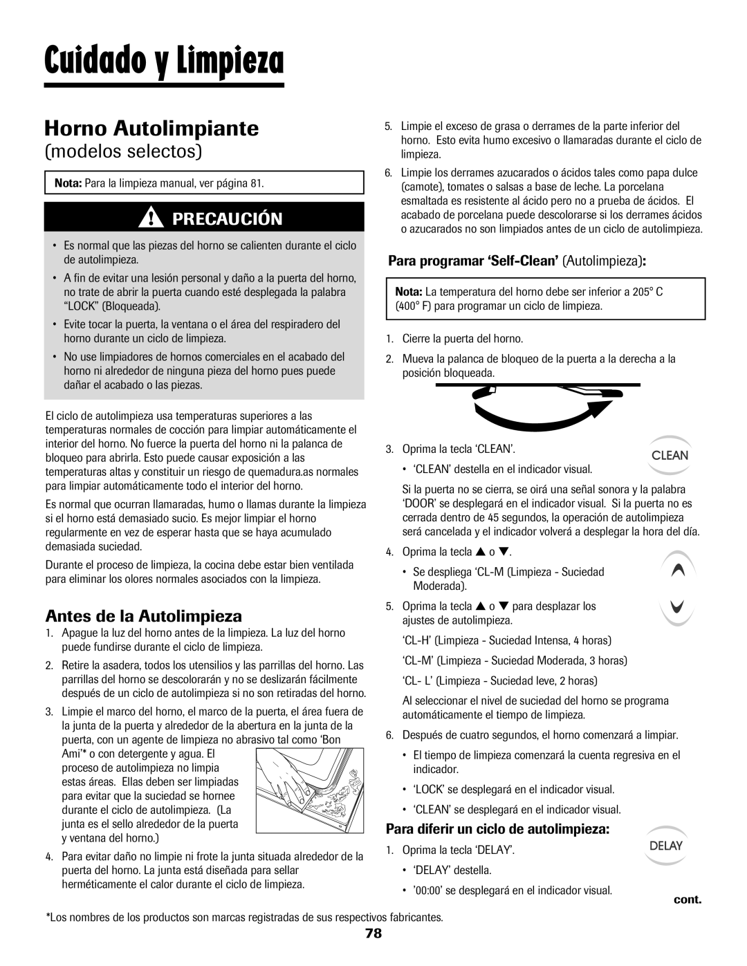 Maytag 8113P448-60 Cuidado y Limpieza, Antes de la Autolimpieza, Para programar ‘Self-Clean’ Autolimpieza 